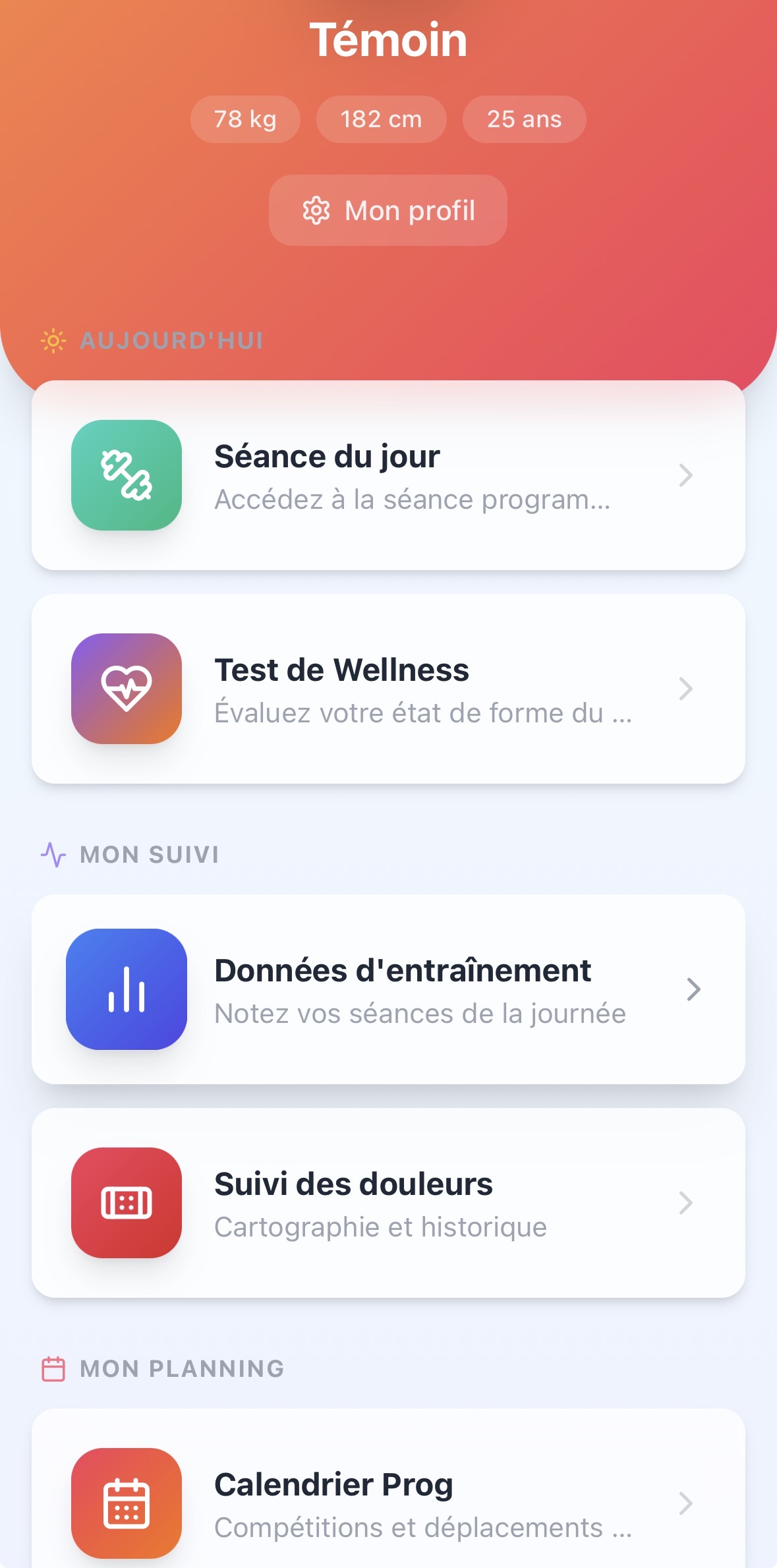Aperçu Athload — Espace joueur